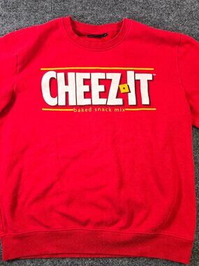 Kellogg's Cheez-It Sweatshirt Men's L Red Crewneck Baked Snack Mix Logo
